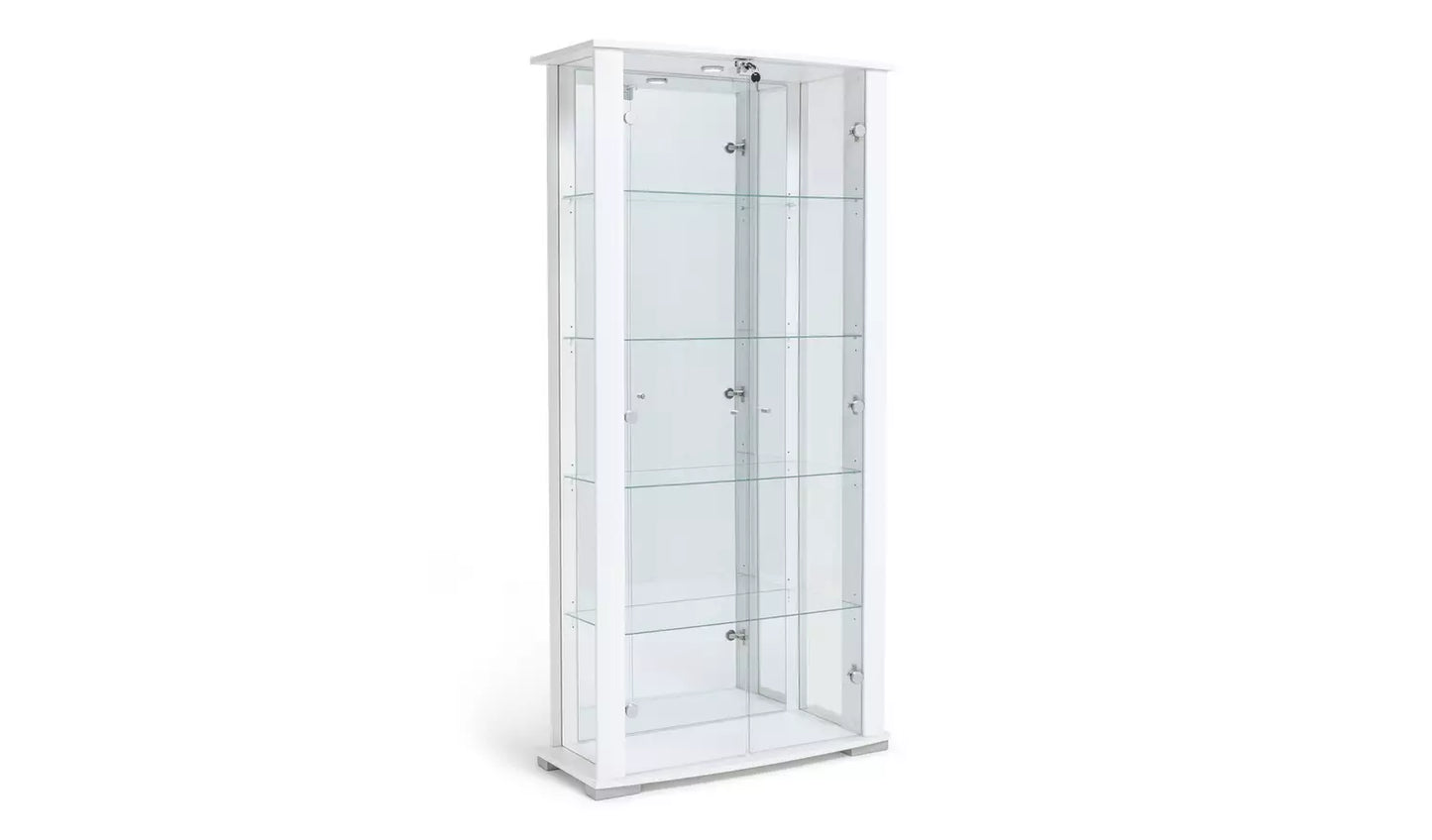 Stella 2 Door Glass Display Cabinet - White Gloss