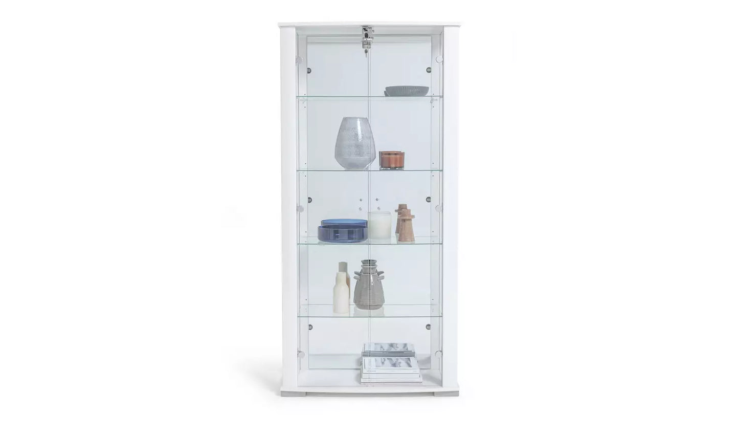 Stella 2 Door Glass Display Cabinet - White Gloss