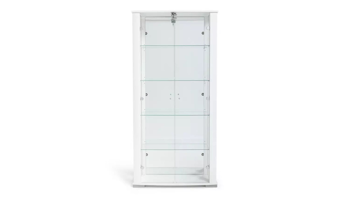 Stella 2 Door Glass Display Cabinet - White Gloss