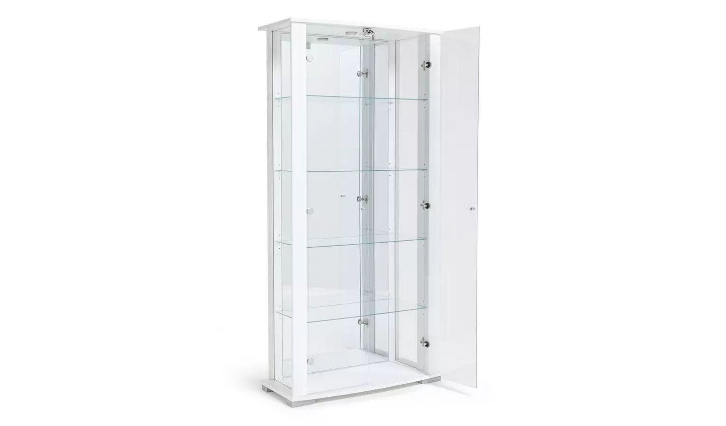 Stella 2 Door Glass Display Cabinet - White Gloss