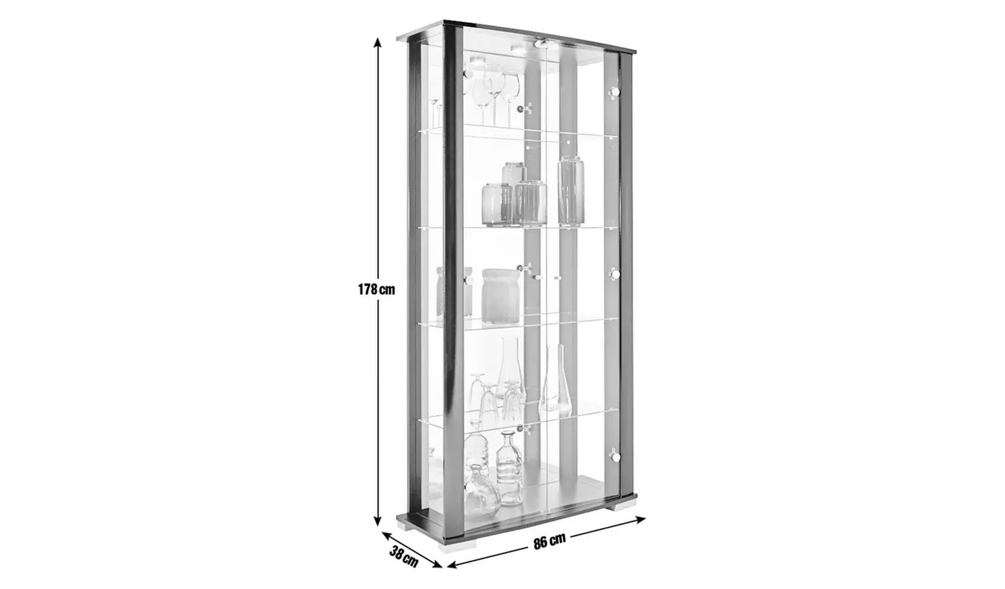 Stella 2 Door Glass Display Cabinet - White Gloss