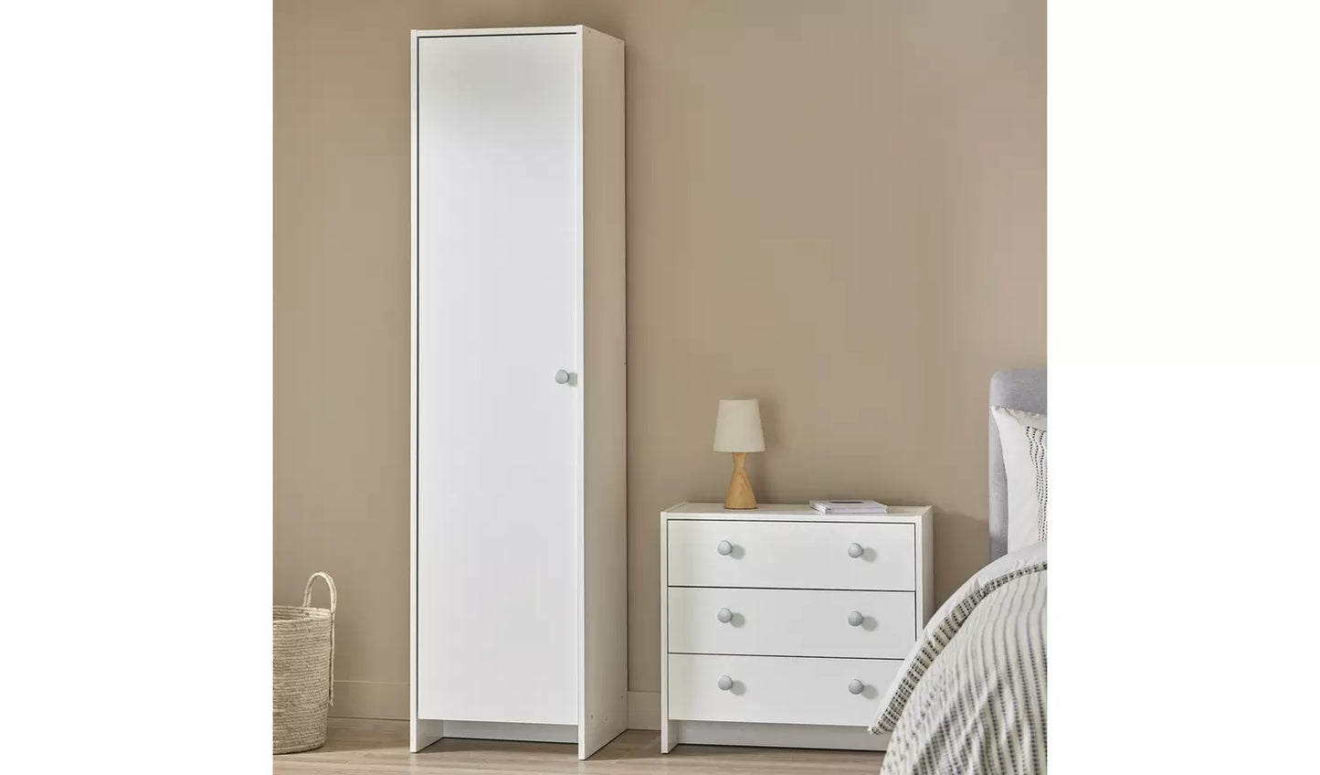 Assembled Seville 1 Door Wardrobe - White