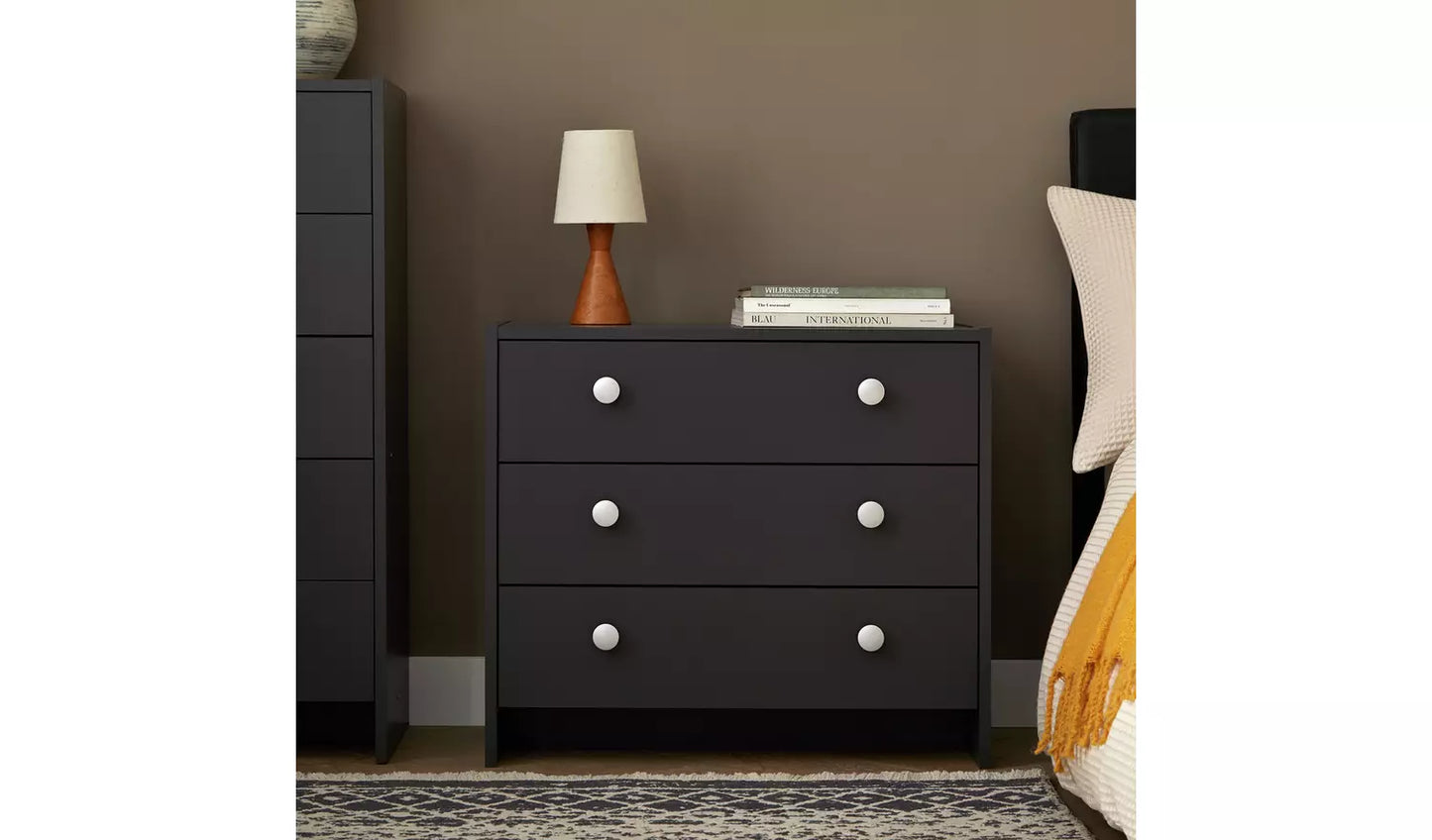 Assembled Seville 3 Drawer Chest - Anthracite