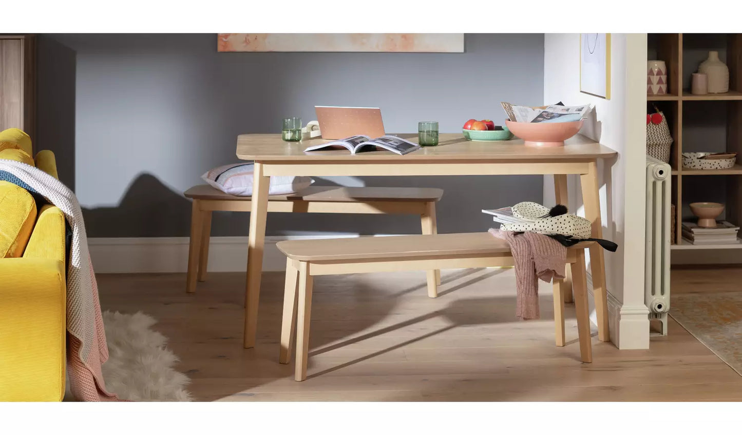 Assembled Habitat Skandi Oak Veneer 6 Seater Dining Table + 4 Chairs