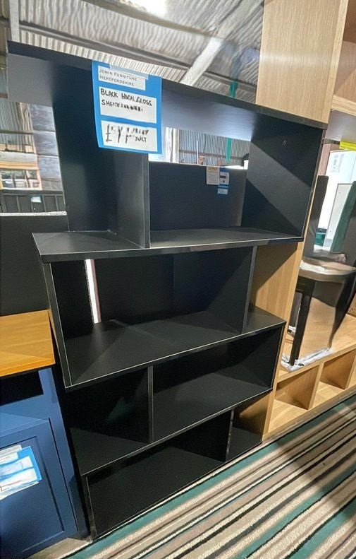 Assembled Habitat Hayward 5 Shelf Bookcase - Black Gloss