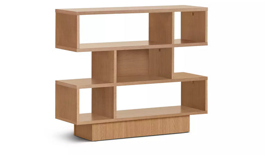 Cubes Short Shallow Shelving Unit - Oak Effect