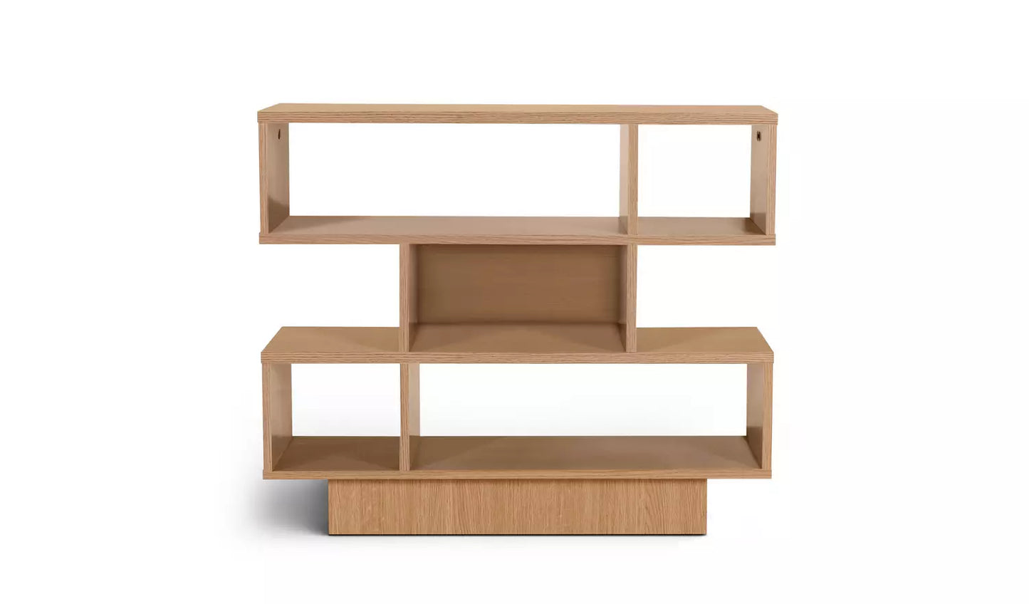 Cubes Short Shallow Shelving Unit - Oak Effect
