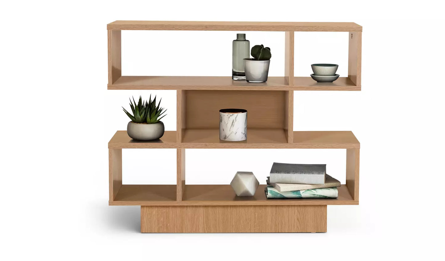 Cubes Short Shallow Shelving Unit - Oak Effect