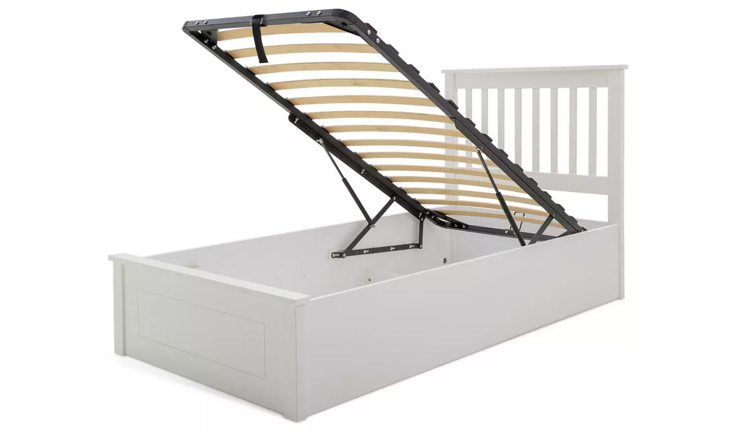 Assembled Habitat Aspley Single Wooden Ottoman Bed Frame - White
