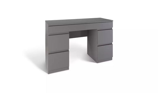 Jenson 5 Drawer Dressing Table Desk - Grey Gloss