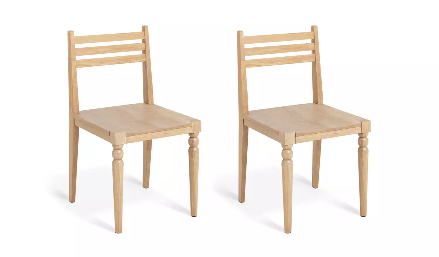 Habitat Barnwell Pair of Oak Dining Chairs - Natural