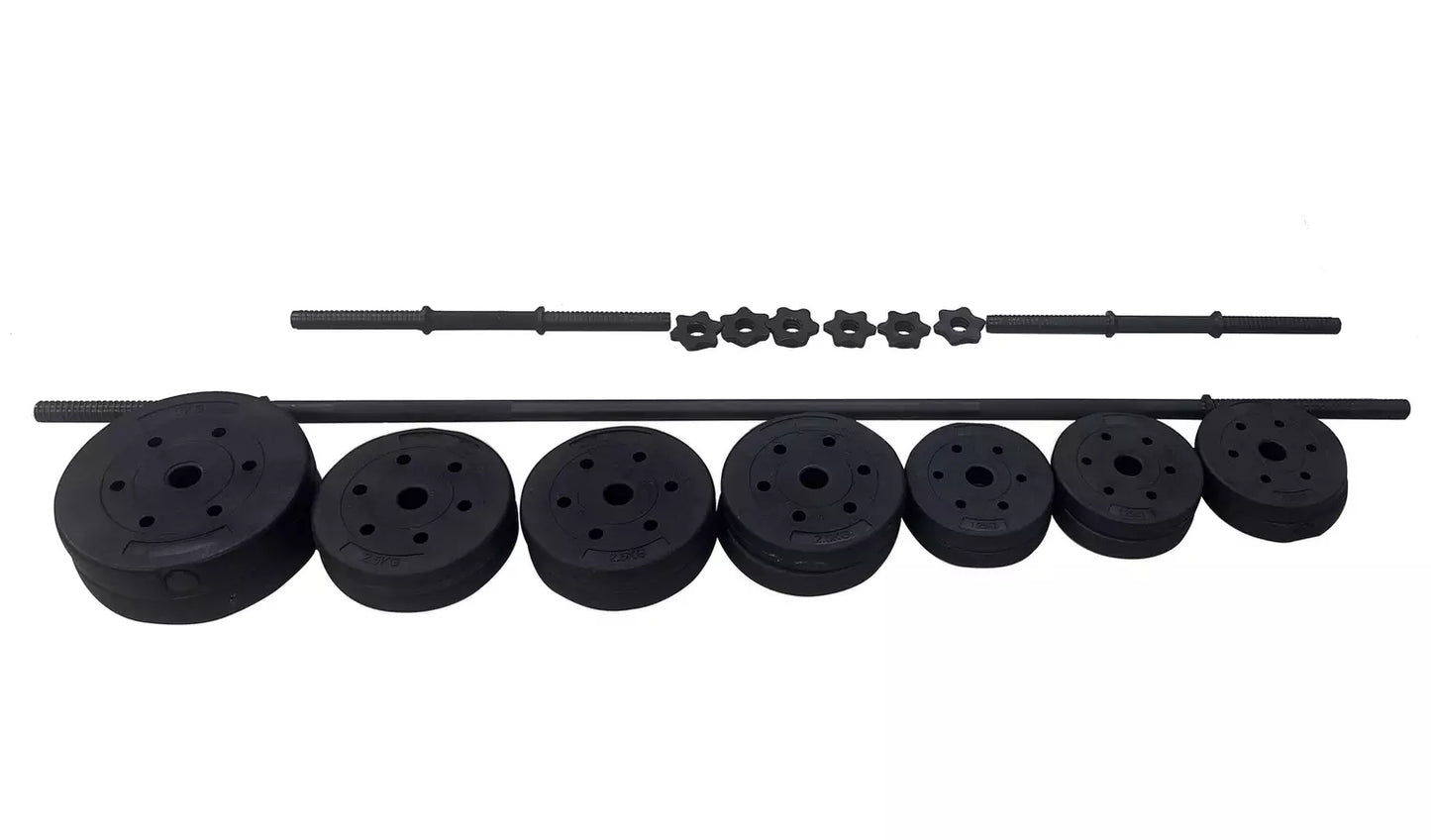 Opti Vinyl Dumbbell and Barbell Set - 35KG