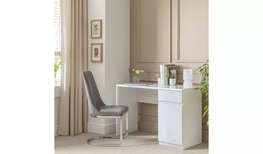 Assembled Jenson 1 Drawer Office Desk - White Gloss