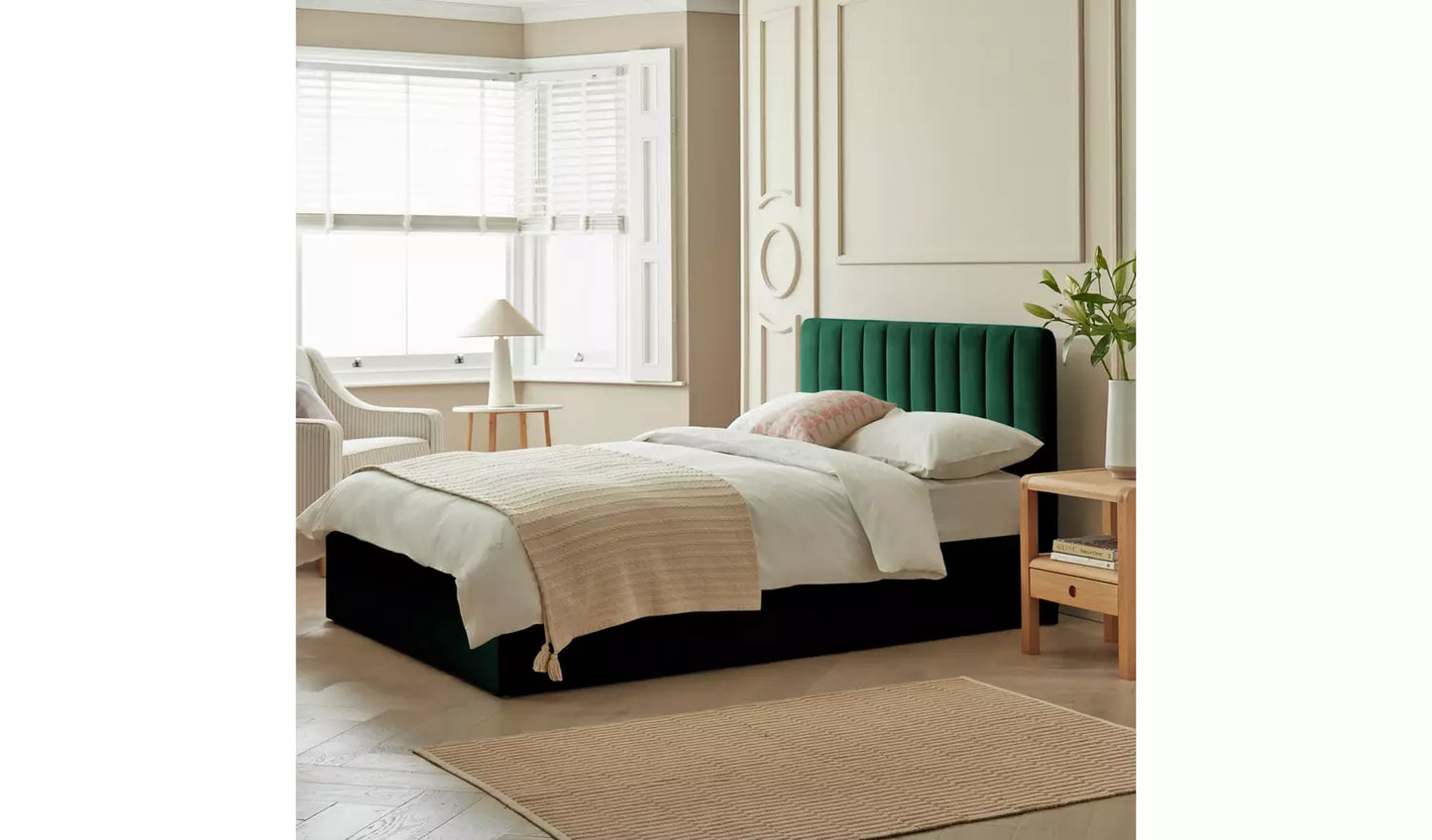 Pandora Small Double Ottoman Bed - Forest Green