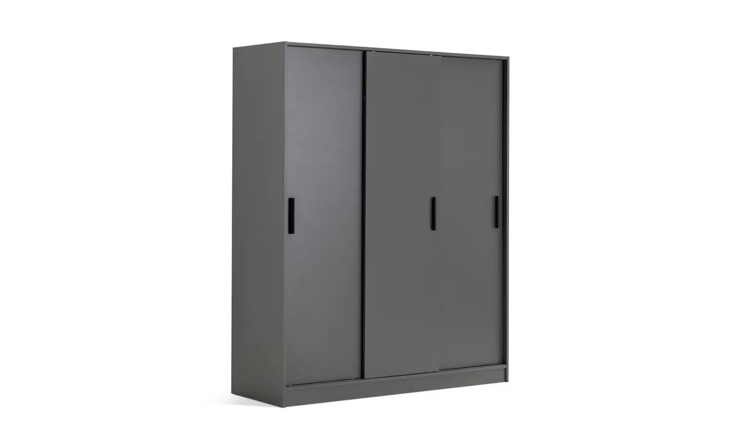 Assembled Nova 3 Door Sliding Wardrobe - Anthracite