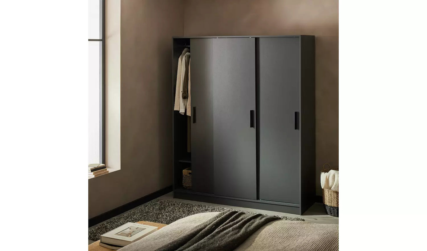 Assembled Nova 3 Door Sliding Wardrobe - Anthracite