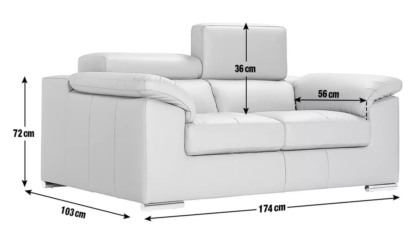 Valencia Leather 2 Seater Sofa - Grey