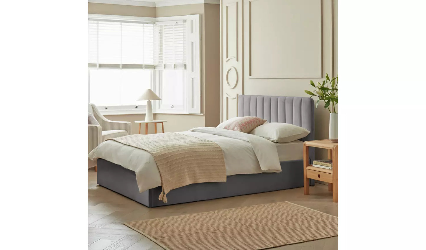 Pandora Small Double End Lift Ottoman Bed - Grey