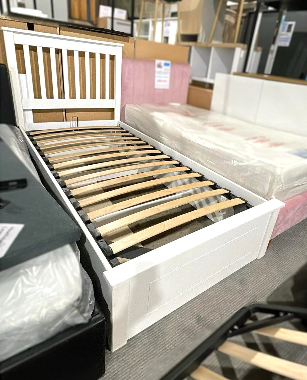 Assembled Habitat Aspley Single Wooden Ottoman Bed Frame - White