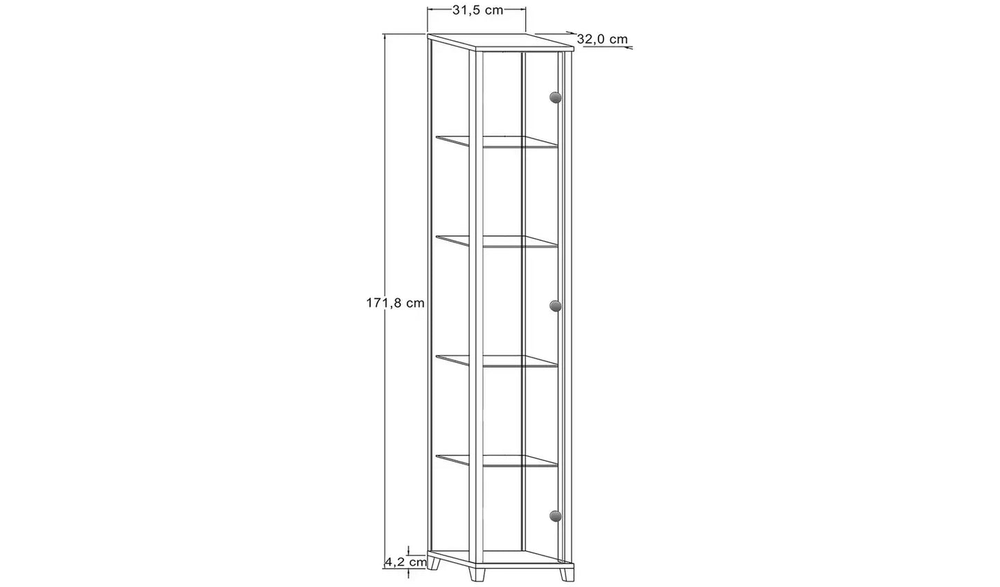 1 Glass Door Display Cabinet - Light Oak