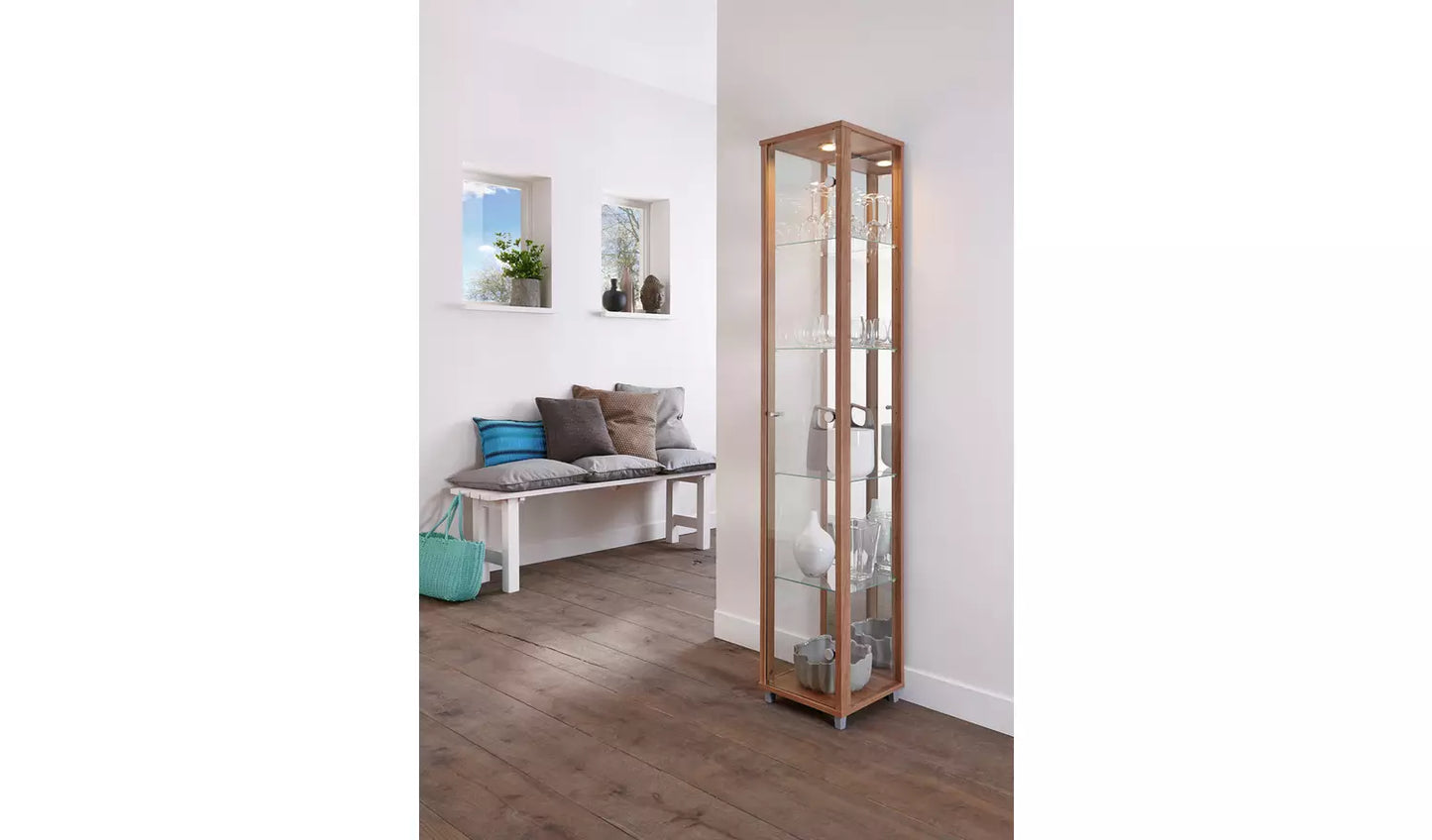 1 Glass Door Display Cabinet - Light Oak
