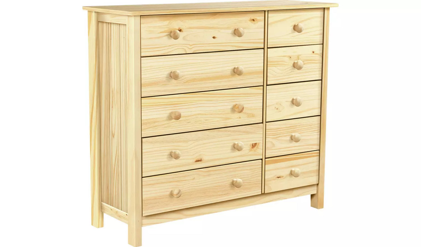 Assembled Scandinavia 5+5 Drawer Chest - Pine