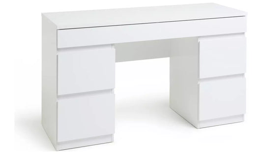 Jenson 5 Drawer Dressing Table Desk - White Gloss