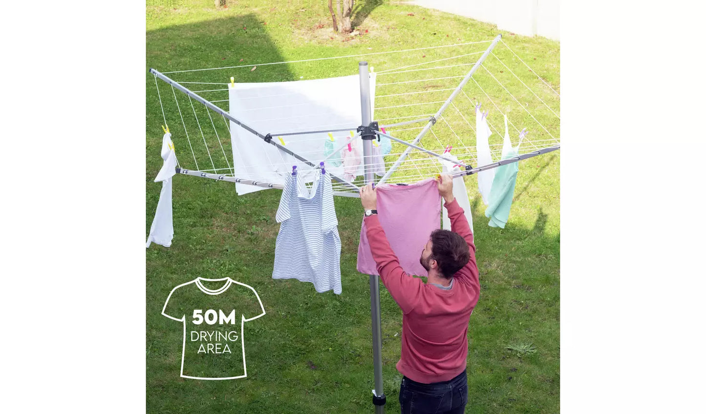 Addis Easi-Lift 50m 4 Arm Rotary Airer with Cover