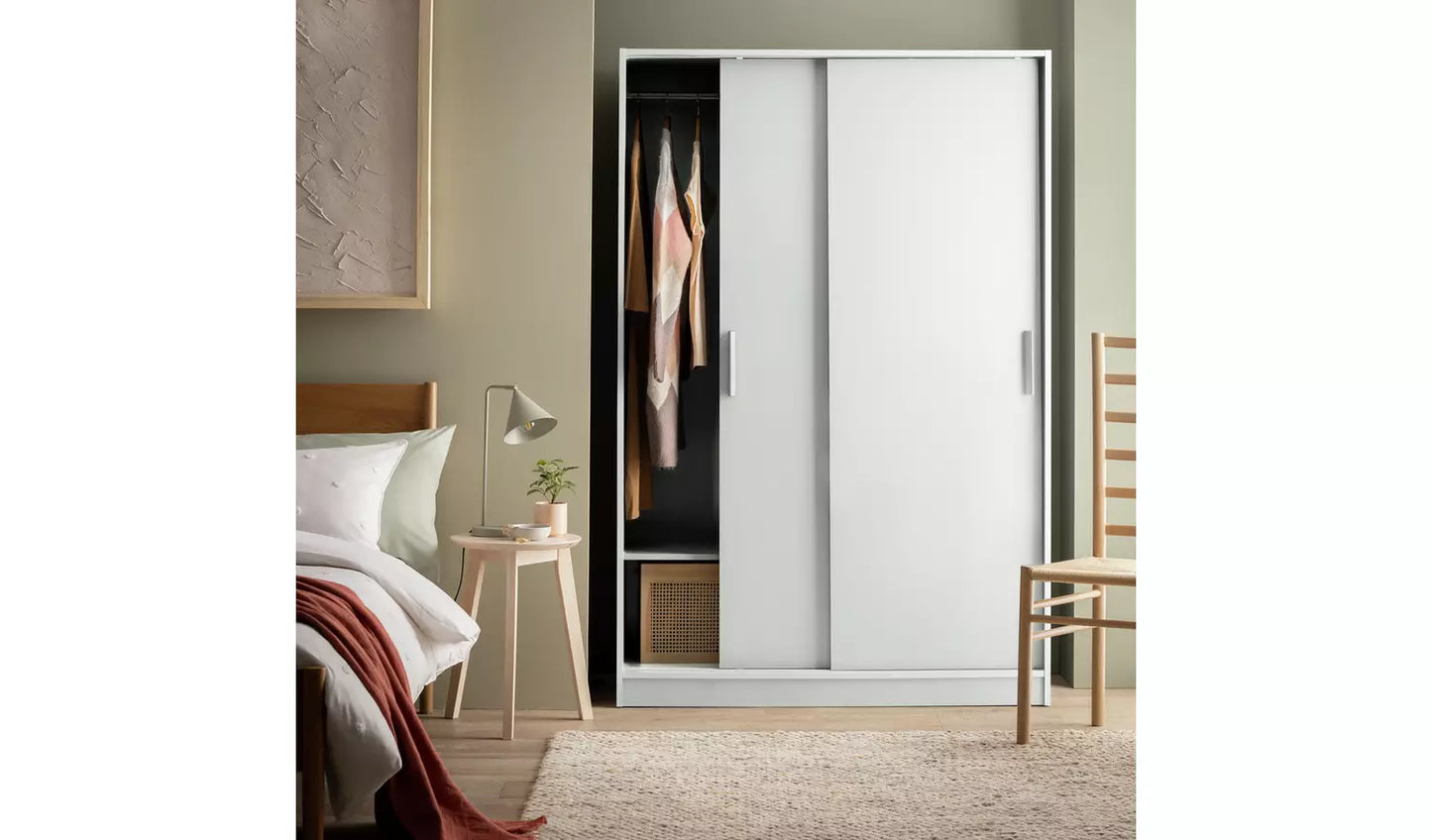 Assembled Nova 2 Door Sliding Wardrobe - White
