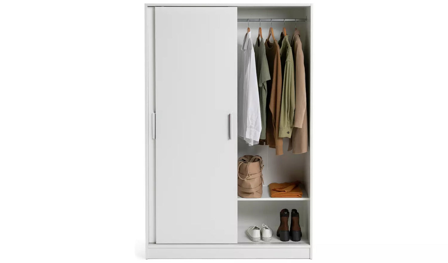 Assembled Nova 2 Door Sliding Wardrobe - White
