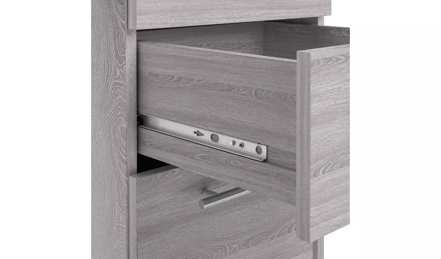 Assembled Brisbane 3 Drawer Bedside – Grey Oak