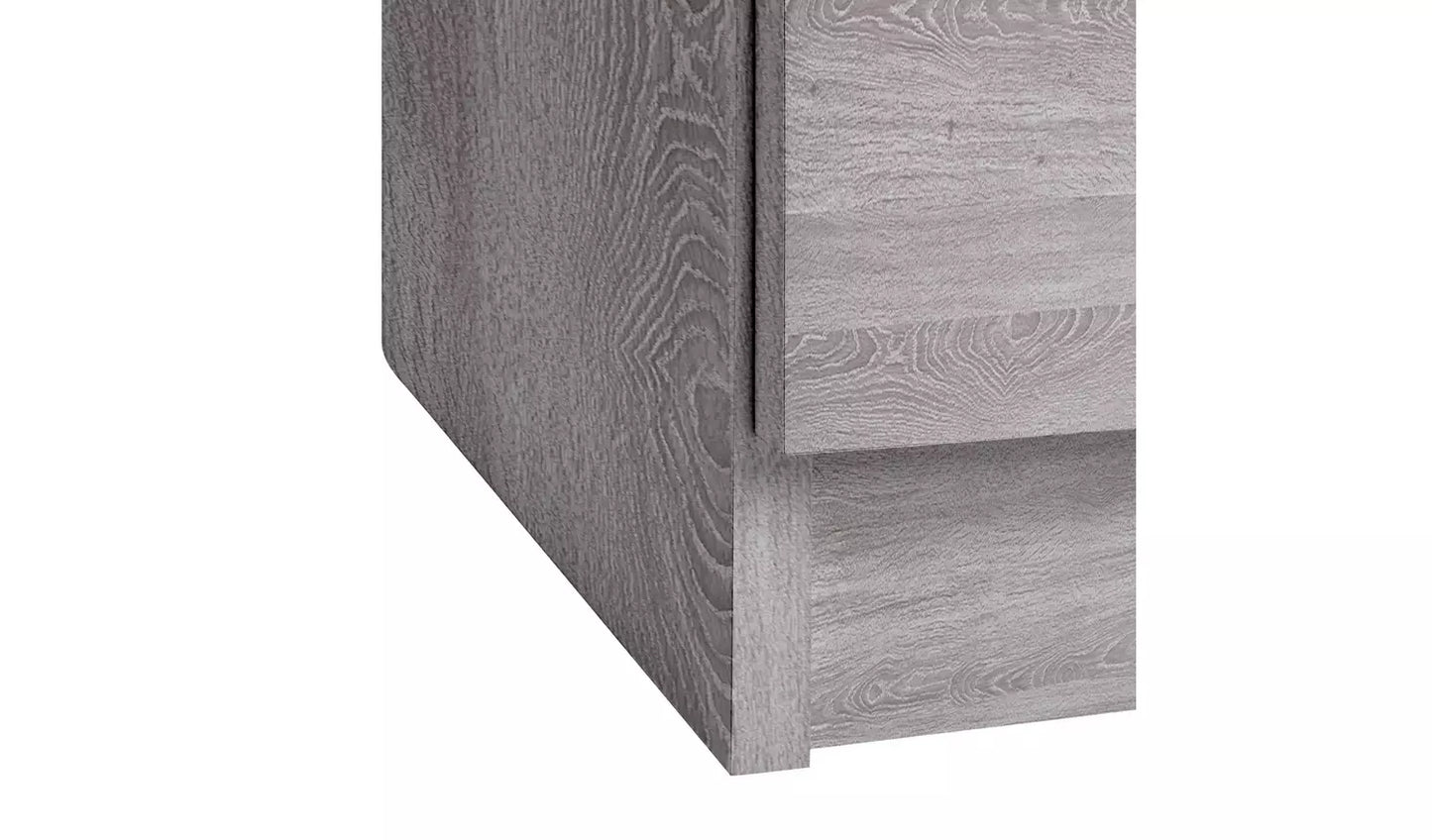 Assembled Brisbane 3 Drawer Bedside – Grey Oak
