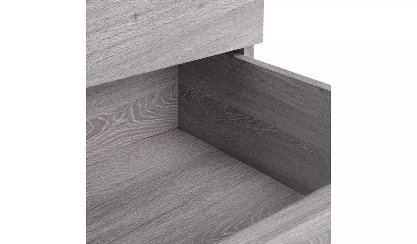 Assembled Brisbane 3 Drawer Bedside – Grey Oak