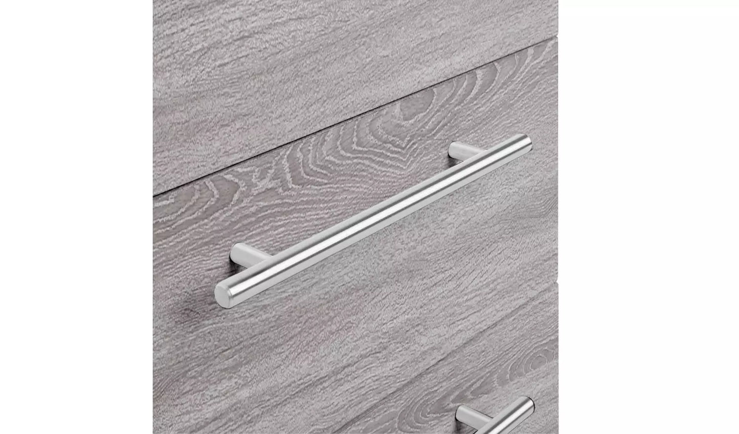 Assembled Brisbane 3 Drawer Bedside – Grey Oak