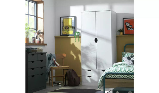 Assembled Habitat Kids Pagnell 2 Door 2 Drawer Wardrobe - White