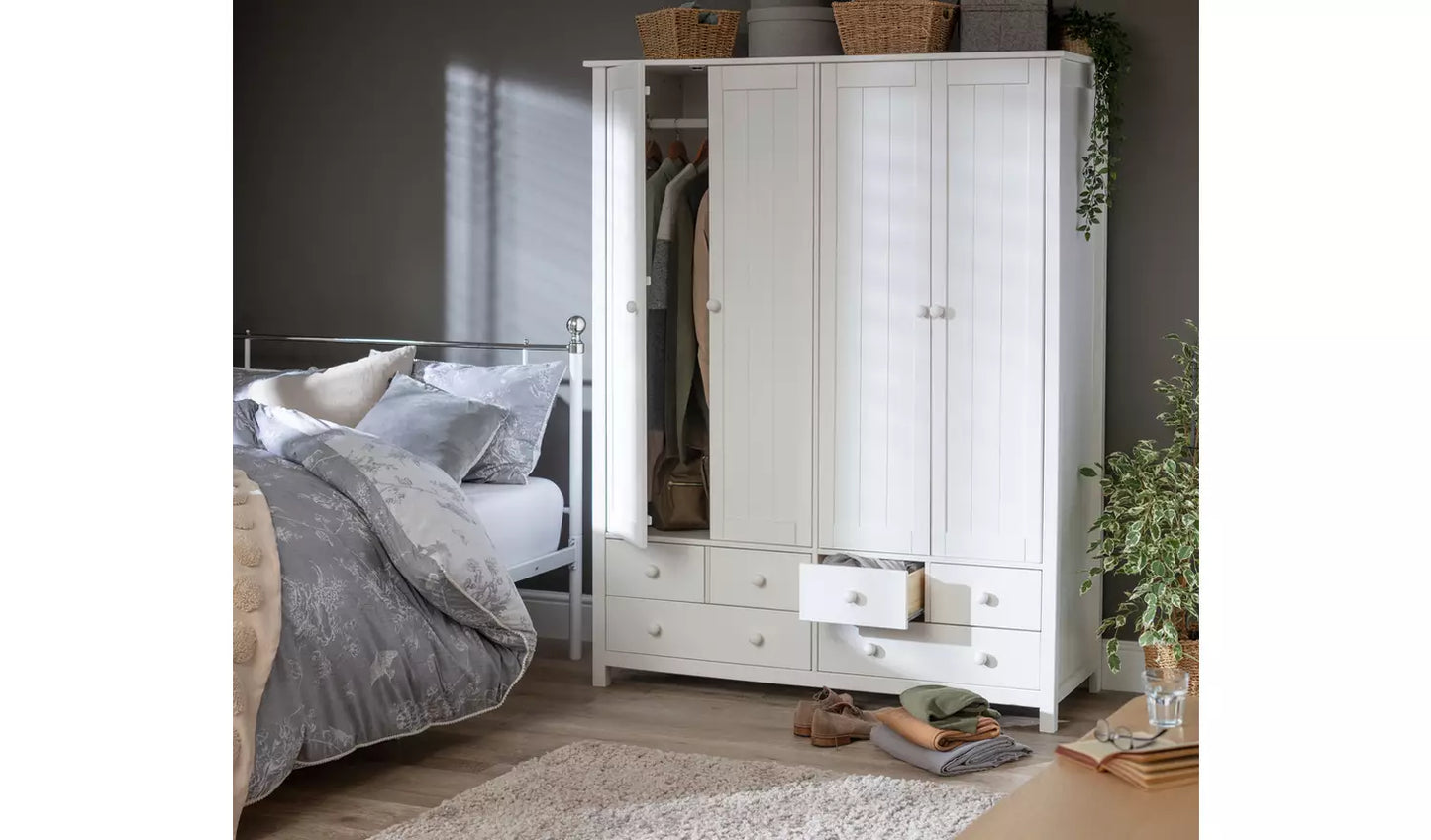 Scandinavia 4 Door 6 Drawer Wardrobe - White