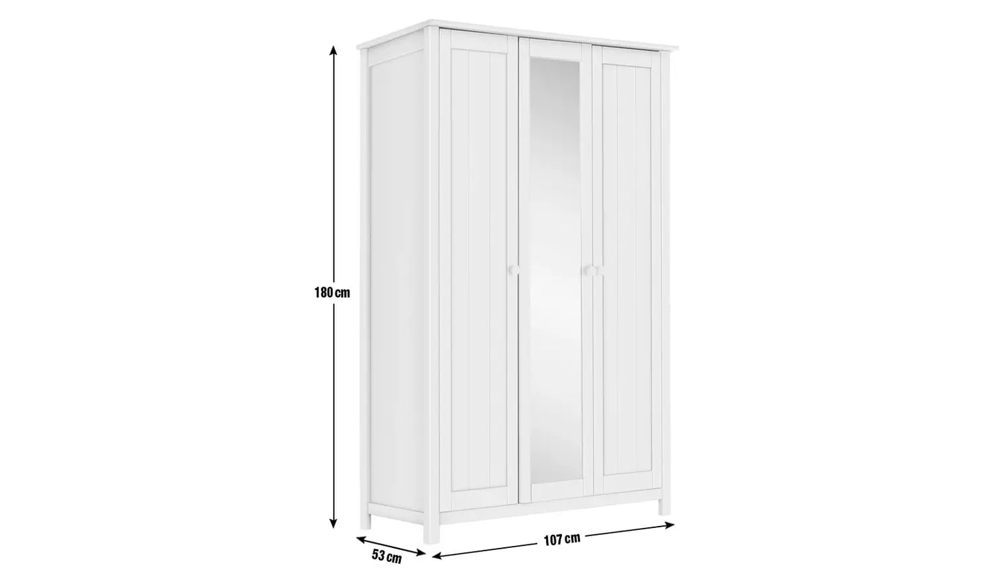 Scandinavia 3 Door Mirrored Wardrobe - White