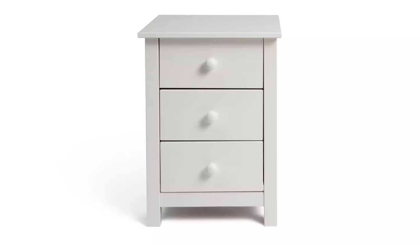 Assembled Scandinavia 3 Drawer Bedside Table - White