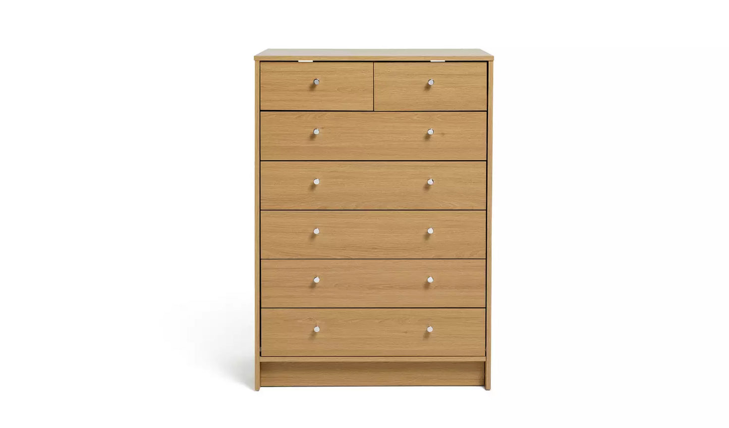 Malibu 7 Drawer Chest - Oak Effect