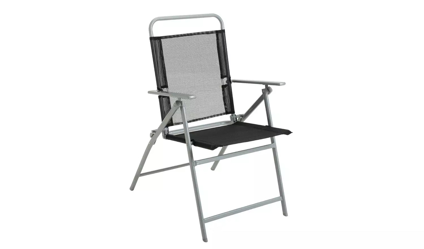 Pacific 6 Seater Folding Metal Patio Set - Black