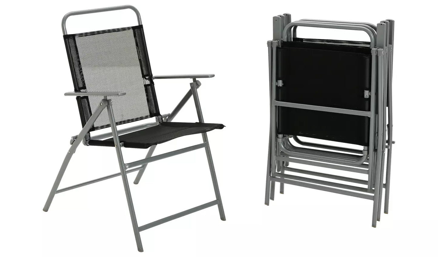 Atlantic 4 Seater Folding Metal Patio Set - Black