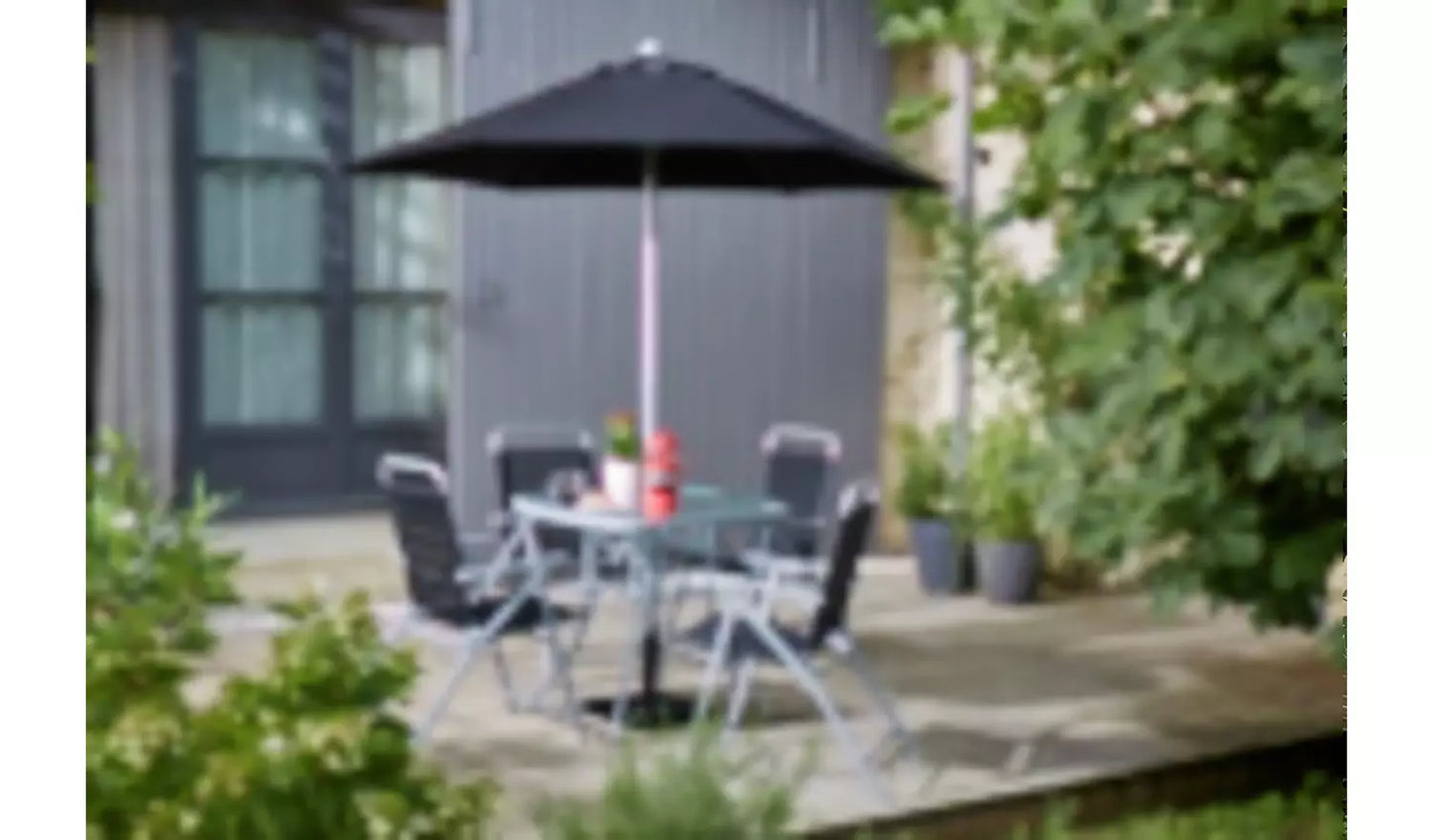 Atlantic 4 Seater Folding Metal Patio Set - Black