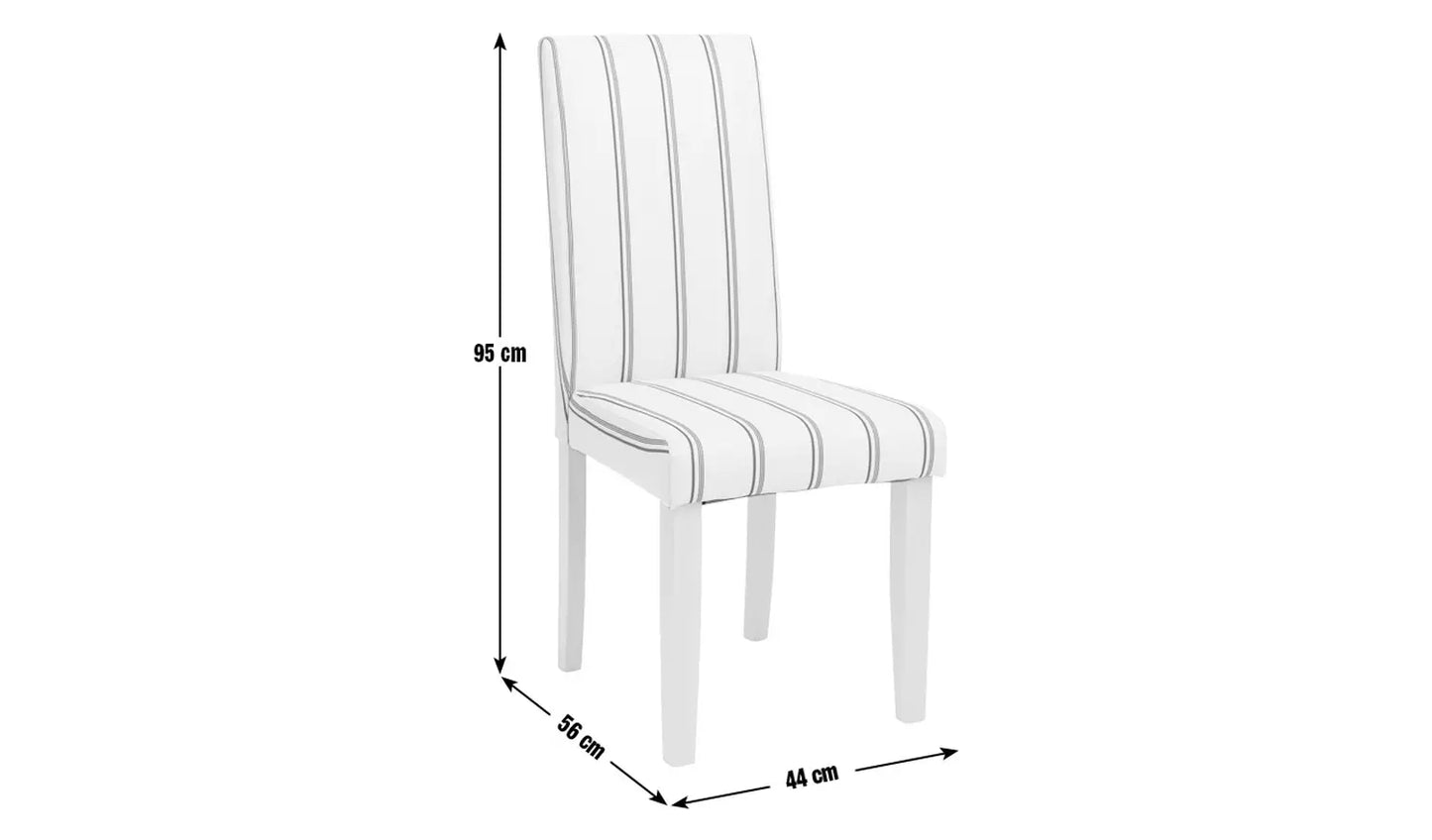 Assembled Midback Pair of Stripe Dining Chair- White & Blue