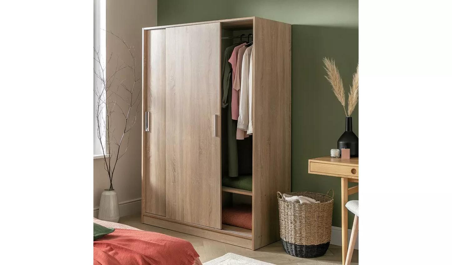 Assembled Nova 2 Door Sliding Wardrobe - Oak