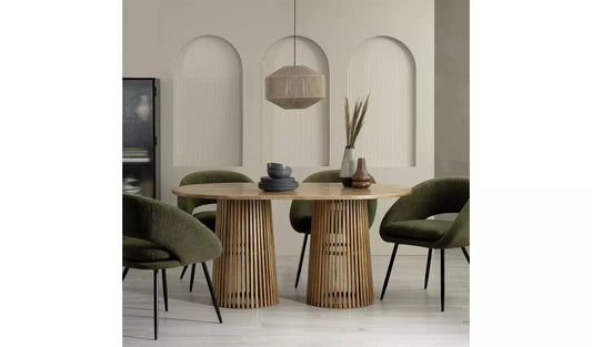 Assembled Habitat Jericho Solid Wood 6 Seater Dining Table - Natural