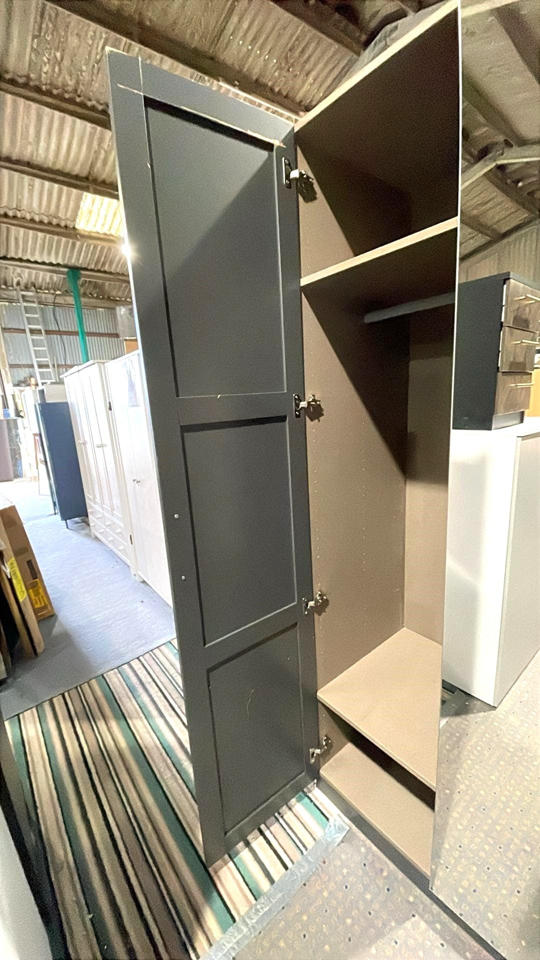 Assembled Munich Panelled 4 Door Mirror Wardrobe - Anthracite