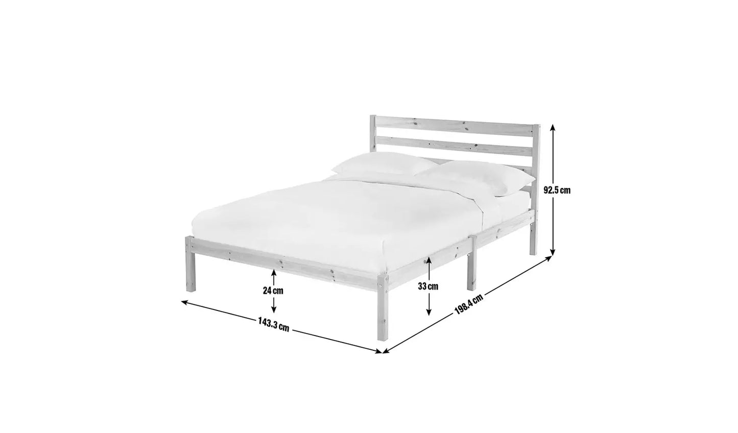Kaycie Double Wooden Bed Frame - Pine