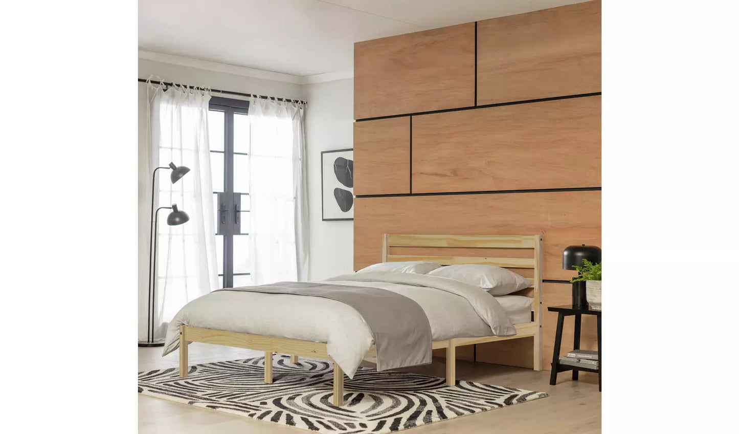 Kaycie Double Wooden Bed Frame - Pine