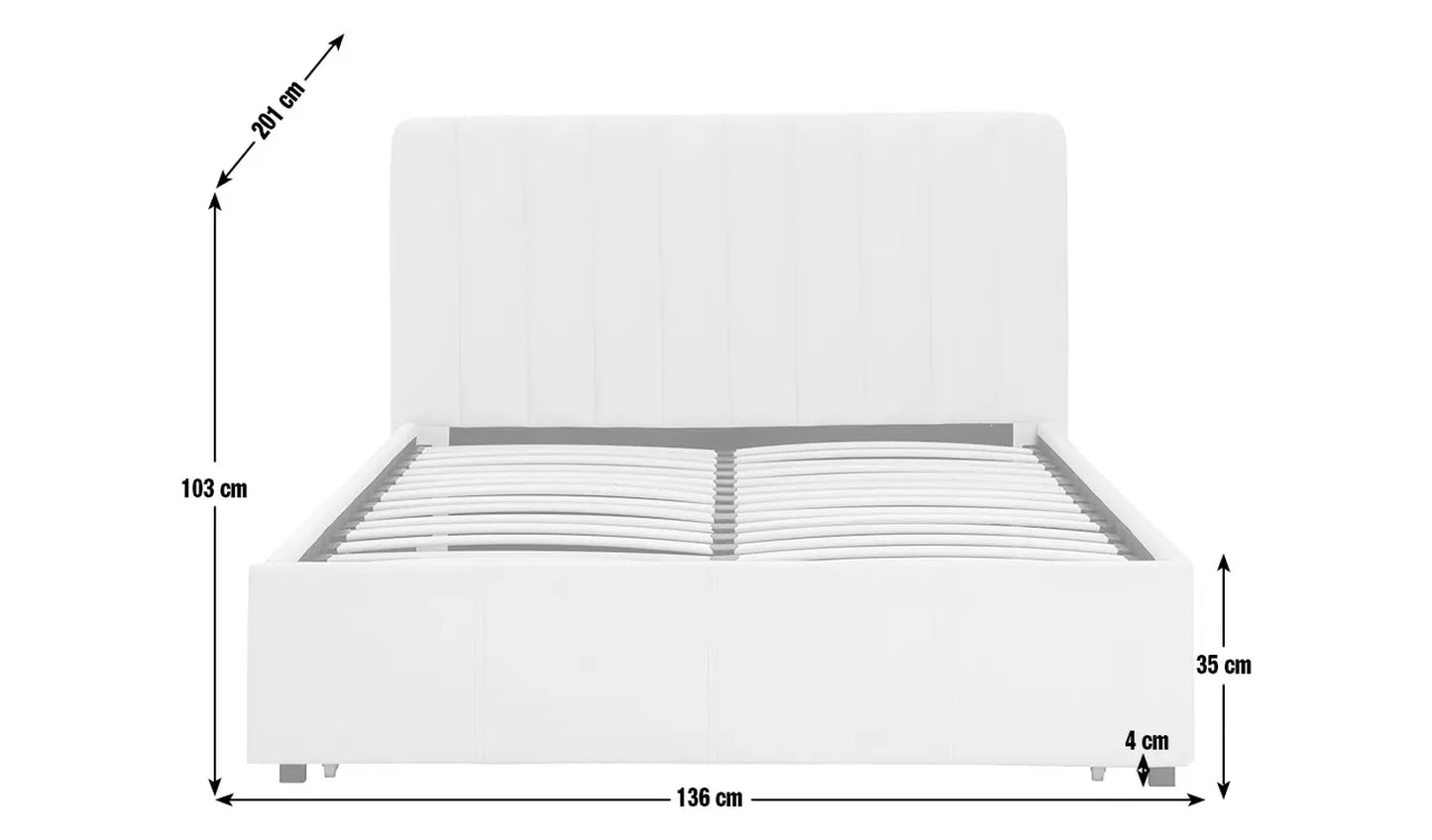 Pandora Small Double Drawer Storage Bed - Cream (open)