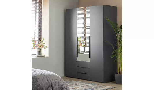 Hallingford 3 Door 3 Drawer Wardrobe -Anthracite